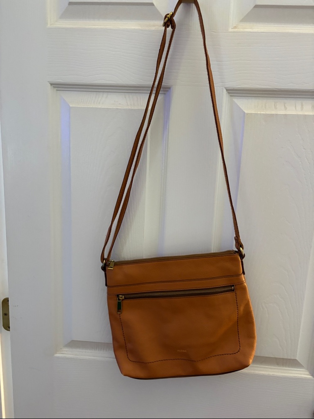 Fossil Tan Leather Crossbody Bag